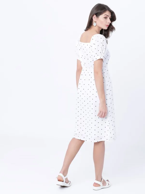  Tokyo Talkies Women White Printed Fit And Flare Dresses