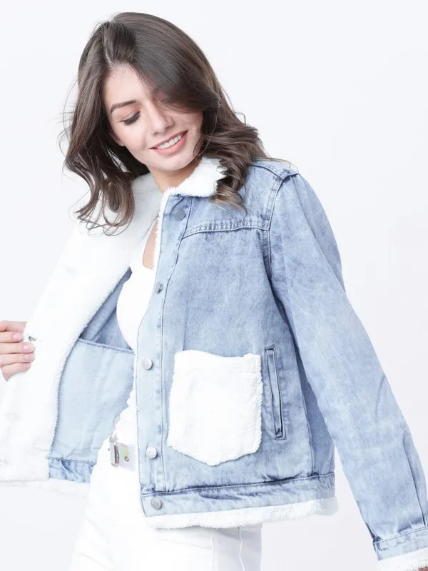  Tokyo Talkies Women Blue Denim Jacket Jackets