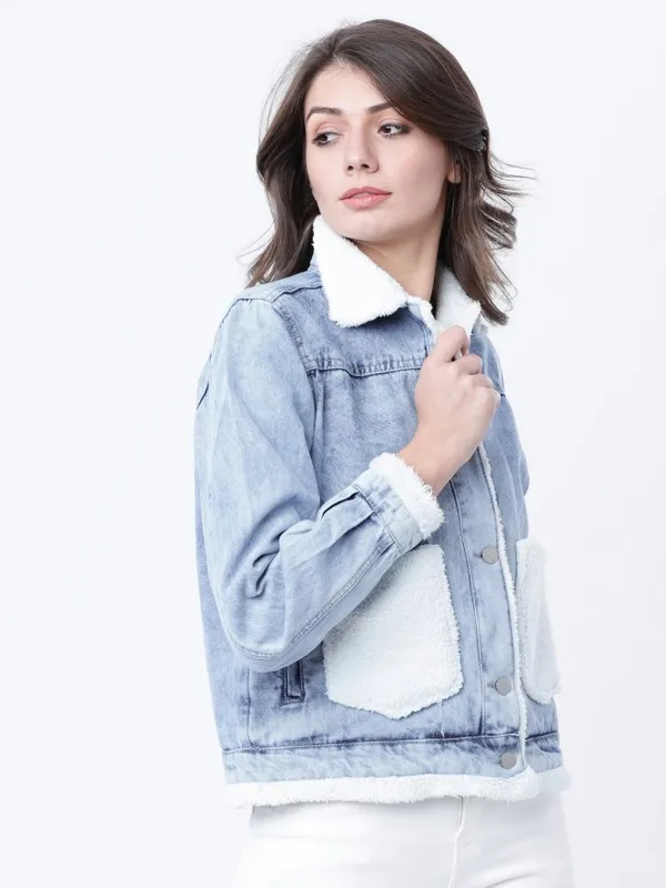  Tokyo Talkies Women Blue Denim Jacket Jackets