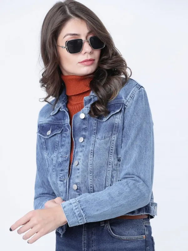  Tokyo Talkies Women Blue Denim Jacket Jackets