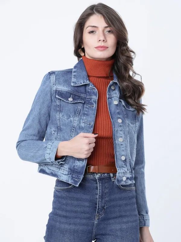  Tokyo Talkies Women Blue Denim Jacket Jackets