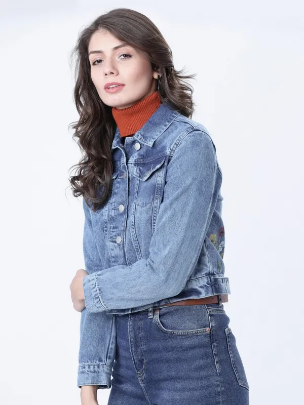  Tokyo Talkies Women Blue Denim Jacket Jackets