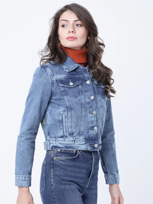  Tokyo Talkies Women Blue Denim Jacket Jackets