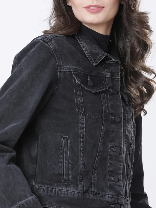  Tokyo Talkies Women Grey Denim Jacket Jackets
