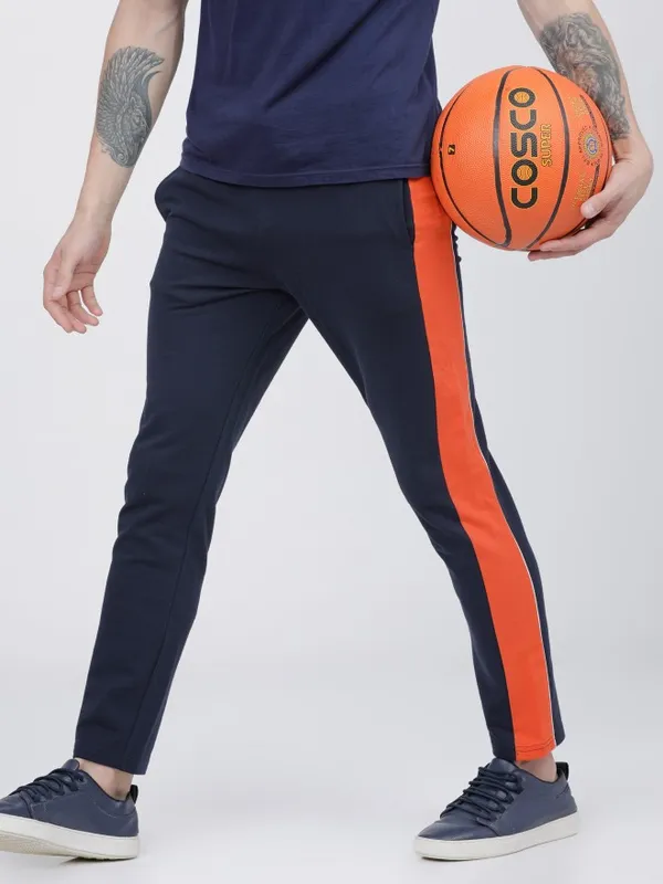  Locomotive Men Navy Blue Slim Fit Track Pants