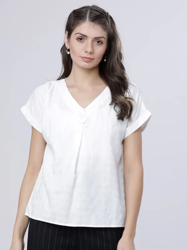  Tokyo Talkies Women White Solid Regular Tops