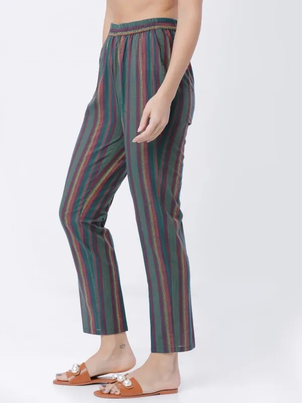 Striped Regular Fit Casual Trousers