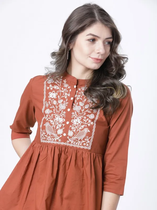  Vishudh Women Terracotta Printed Empire Tops