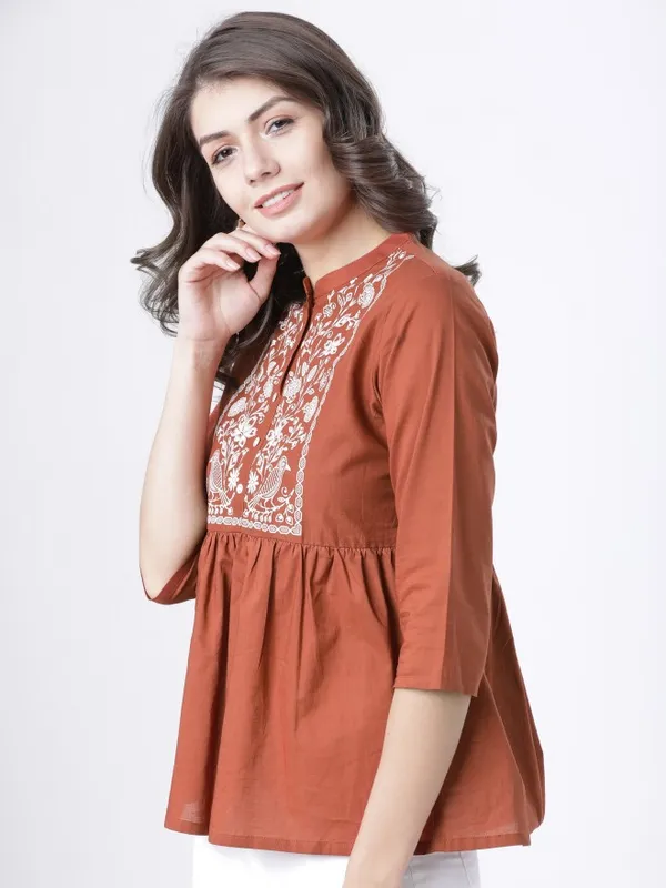  Vishudh Women Terracotta Printed Empire Tops