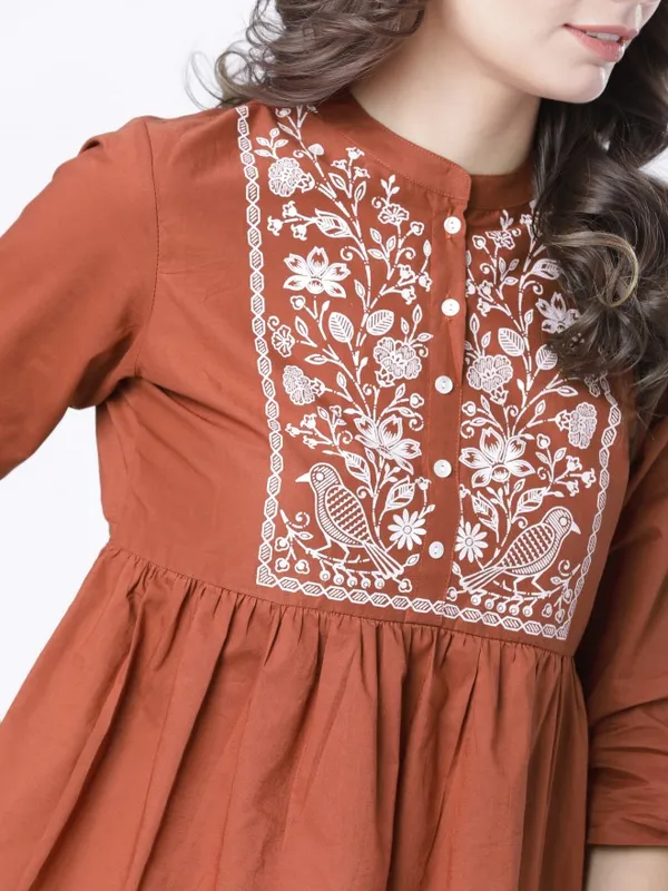  Vishudh Women Terracotta Printed Empire Tops