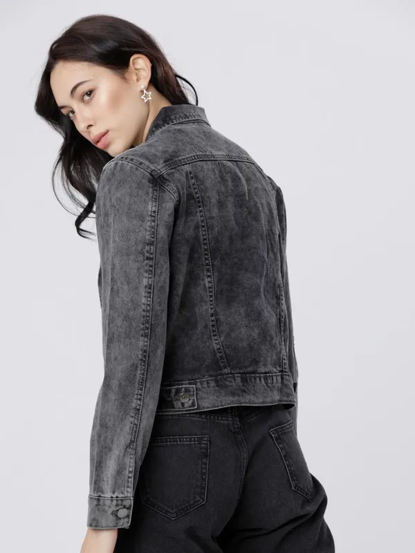  Tokyo Talkies Women Grey Denim Jacket Jackets