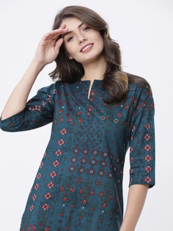  Vishudh Women Teal Printed Kurta Sets