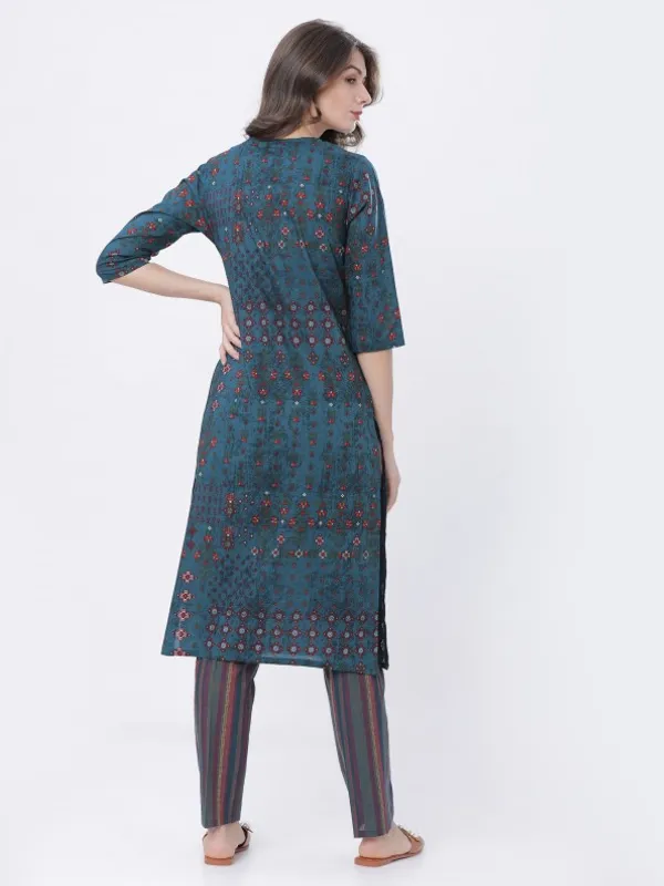  Vishudh Women Teal Printed Kurta Sets