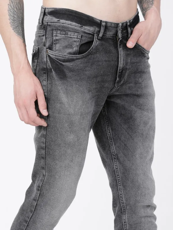  Highlander Men Grey Tapered Fit Clean Look Jeans