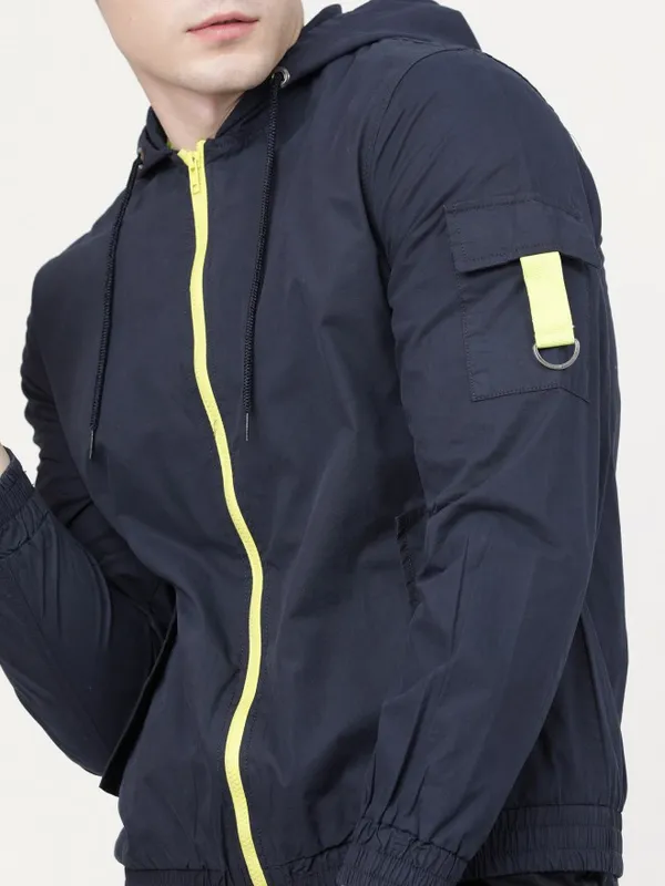  Locomotive Men Navy Blue Solid Open Front Jacket Jackets