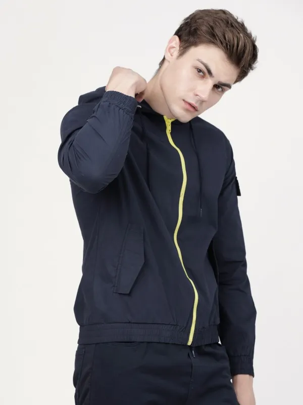  Locomotive Men Navy Blue Solid Open Front Jacket Jackets