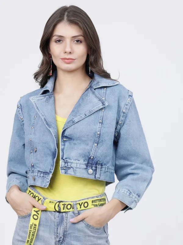  Tokyo Talkies Women Blue Denim Jacket Jackets