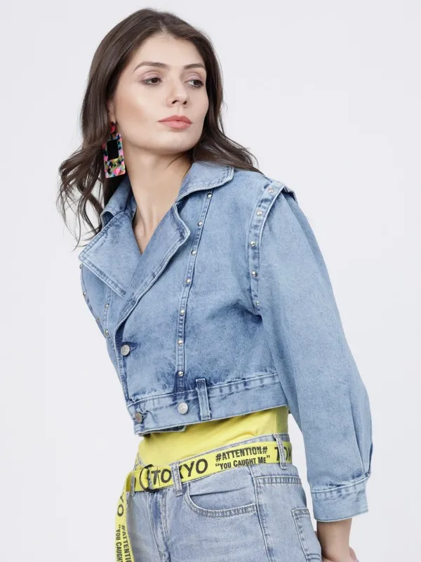  Tokyo Talkies Women Blue Denim Jacket Jackets