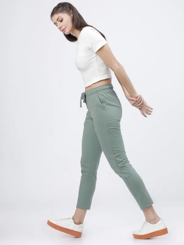  Tokyo Talkies Women Green Slim Fit Track Pants