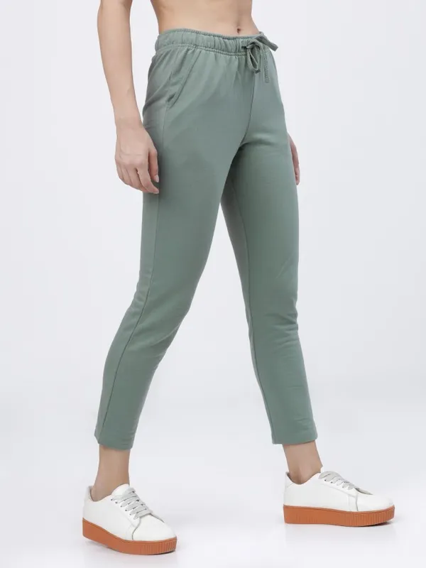  Tokyo Talkies Women Green Slim Fit Track Pants