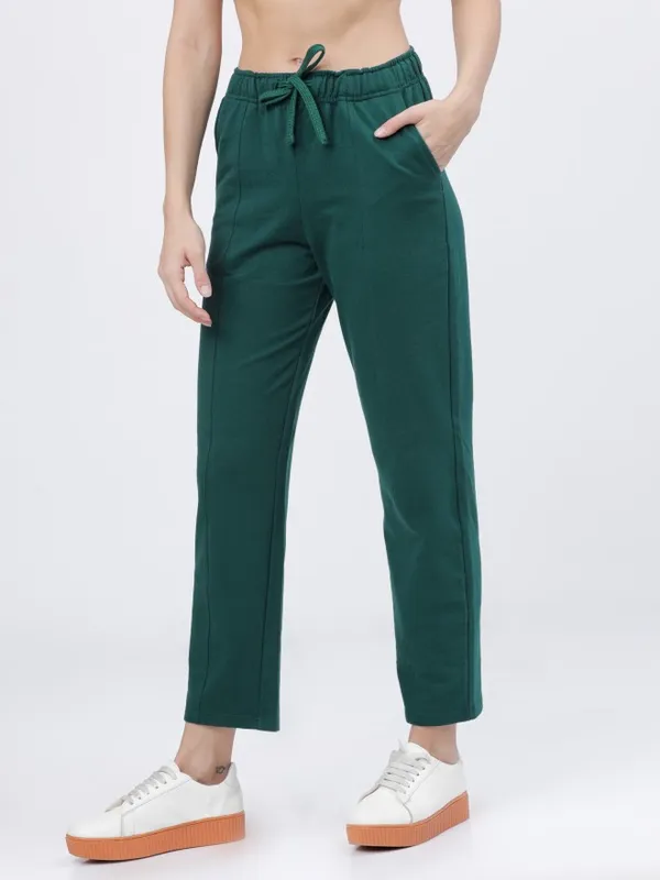  Tokyo Talkies Women Green Straight Fit Track Pants