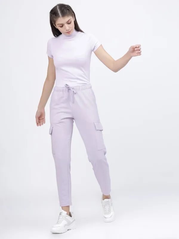  Tokyo Talkies Women Lavender Slim Fit Track Pants