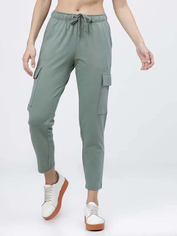  Tokyo Talkies Women Green Slim Fit Track Pants