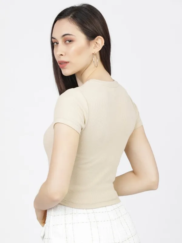  Tokyo Talkies Women Beige Solid Regular Tops