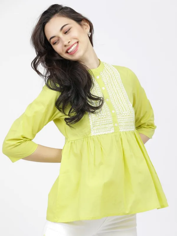  Vishudh Women Yellow Printed Regular Tops