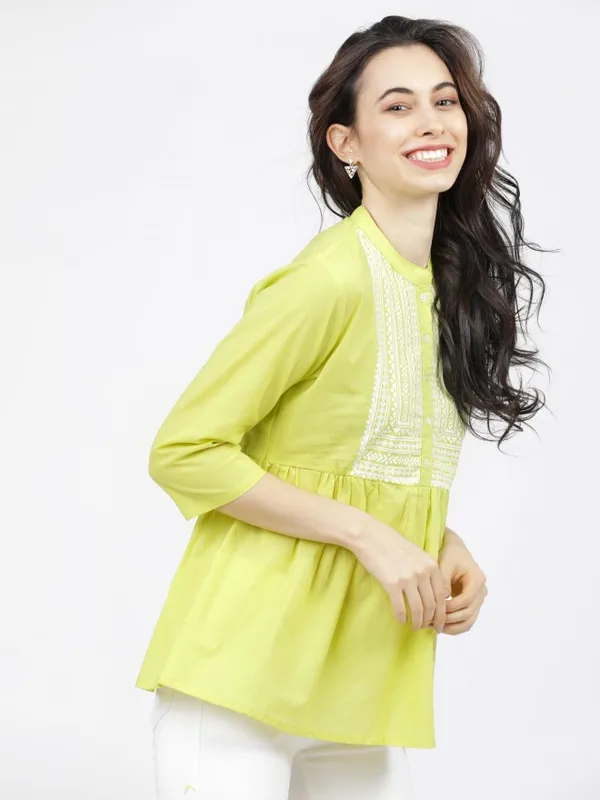  Vishudh Women Yellow Printed Regular Tops