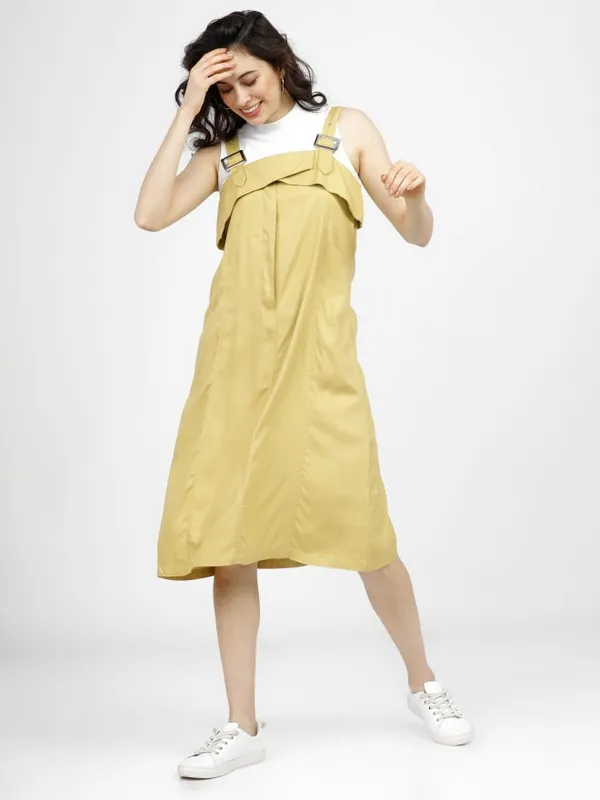 Solid Pinafore Dress