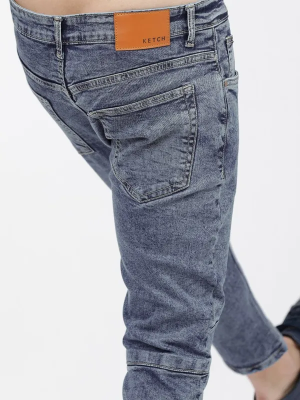  Ketch Men Blue Tapered Fit Clean Look Jeans