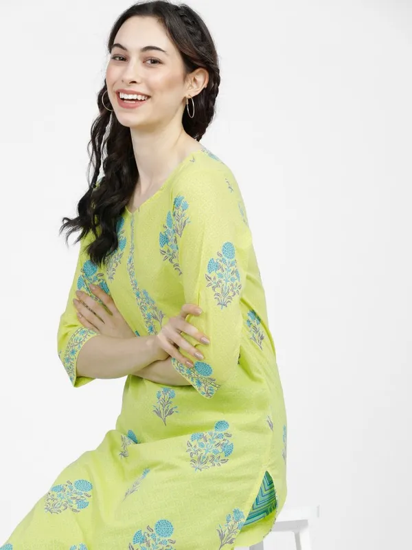  Vishudh Women Green Printed Kurta Sets