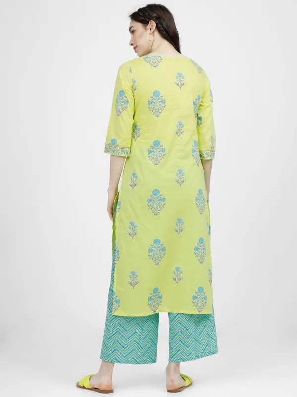  Vishudh Women Green Printed Kurta Sets