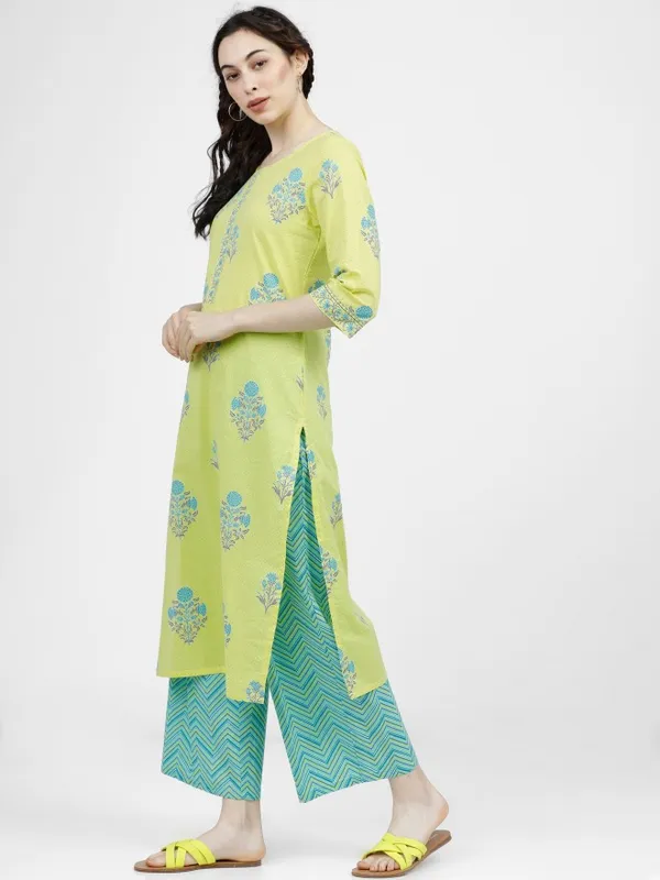  Vishudh Women Green Printed Kurta Sets