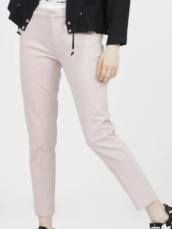 Solid Tapered Fit Trousers