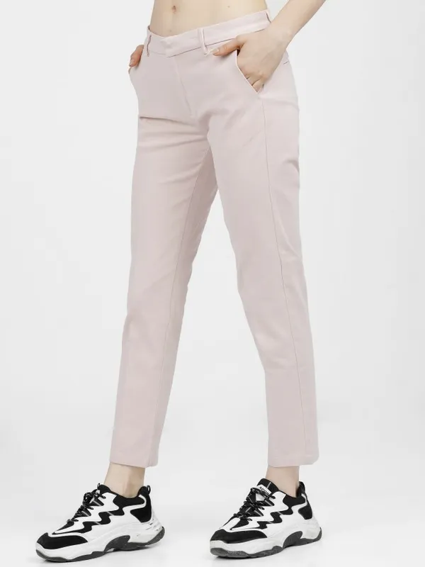 Solid Tapered Fit Trousers