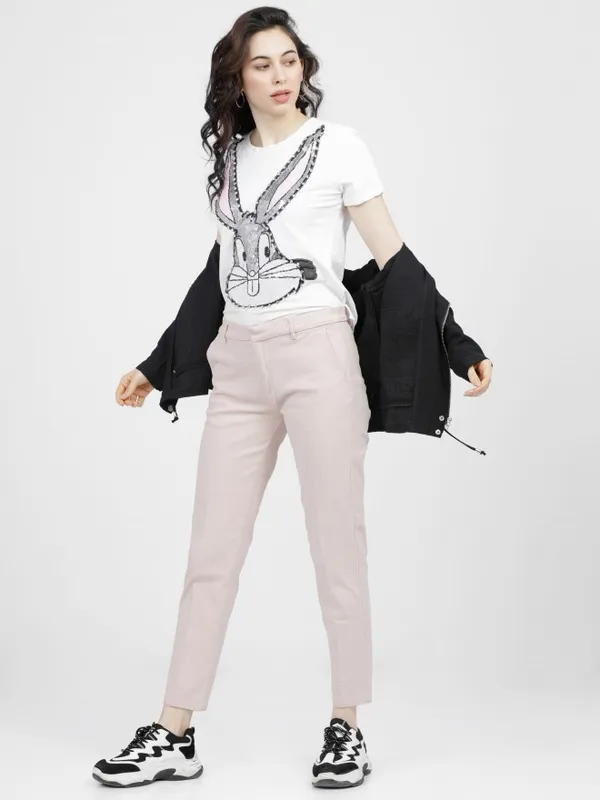 Solid Tapered Fit Trousers