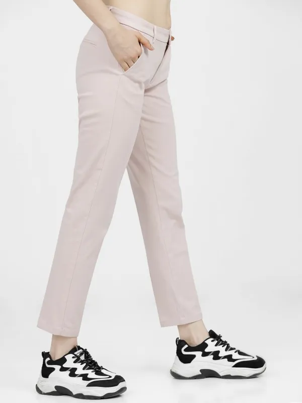 Solid Tapered Fit Trousers
