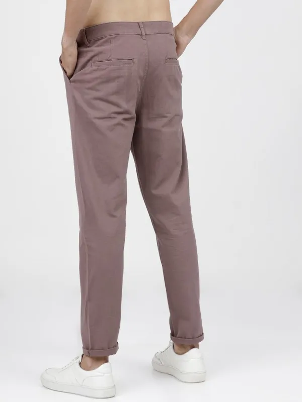  Ketch Men Pink Slim Fit Solid Casual Trousers