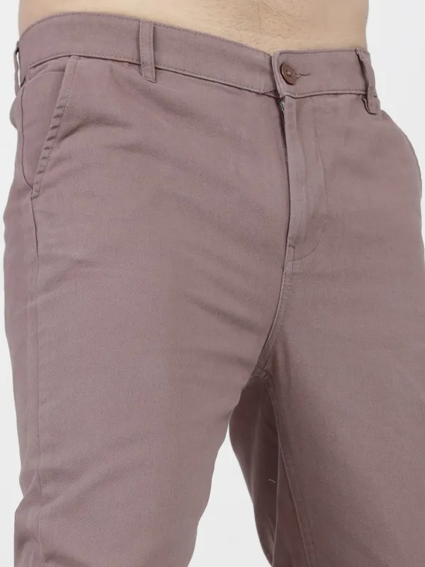  Ketch Men Pink Slim Fit Solid Casual Trousers