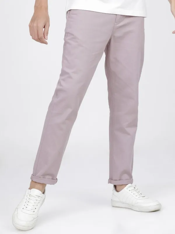  Ketch Men Grey Slim Fit Solid Casual Trousers
