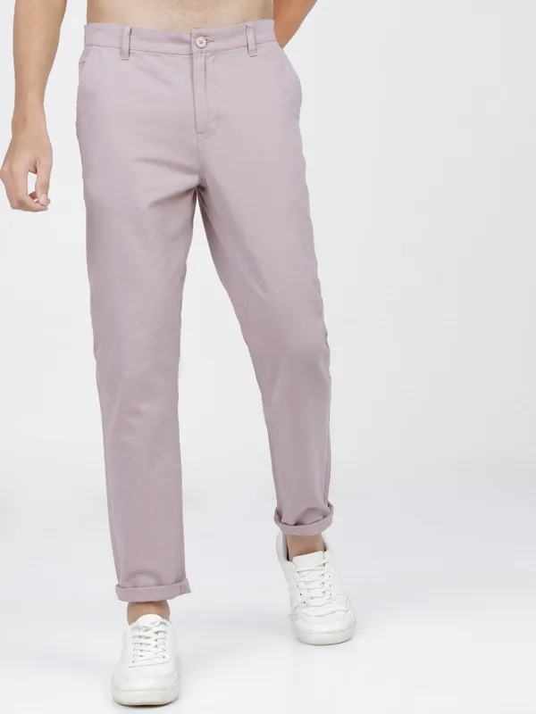  Ketch Men Grey Slim Fit Solid Casual Trousers