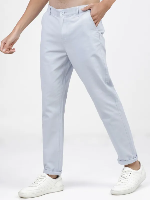  Ketch Men Blue Slim Fit Solid Casual Trousers