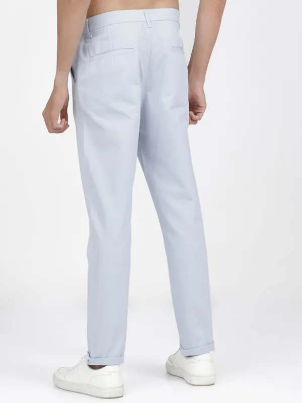  Ketch Men Blue Slim Fit Solid Casual Trousers