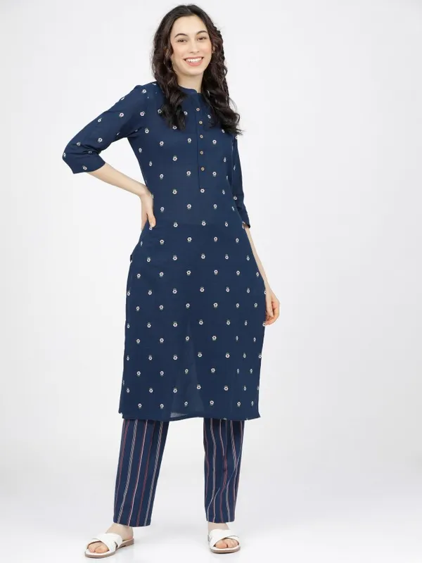  Vishudh Women Navy Blue Printed Kurta Sets