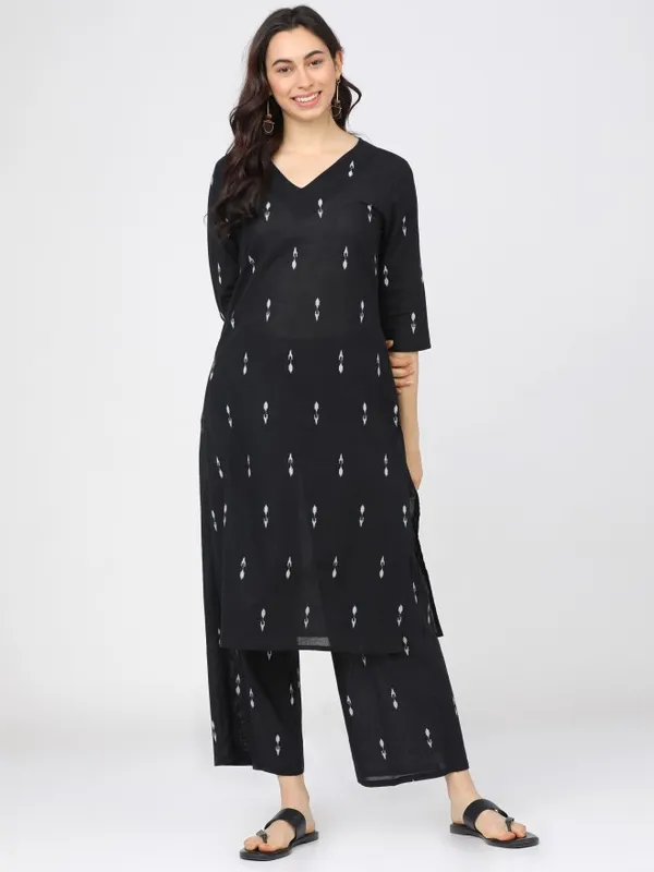  Vishudh Women Black Printed Kurta Sets