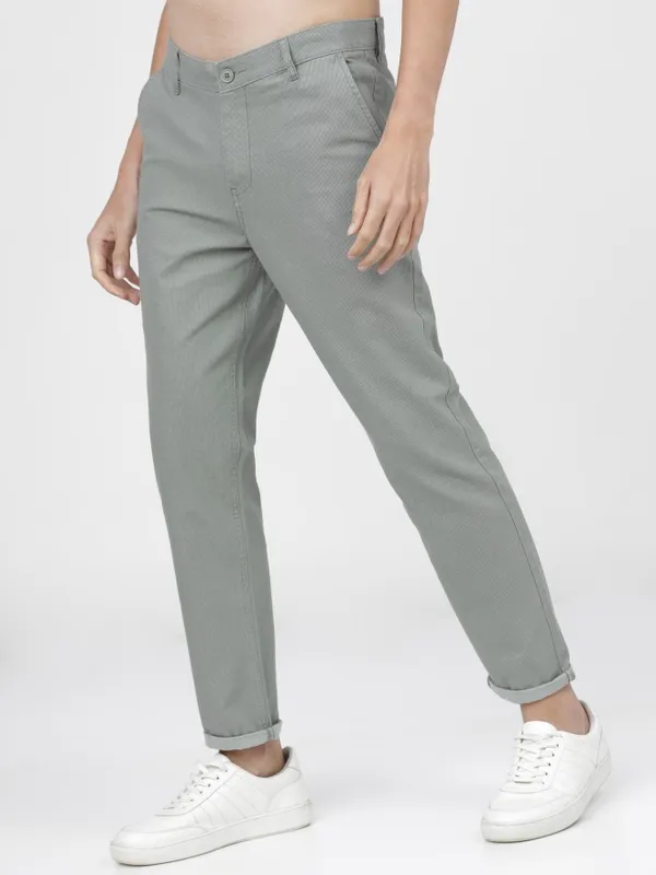  Ketch Men Grey Slim Fit Solid Casual Trousers