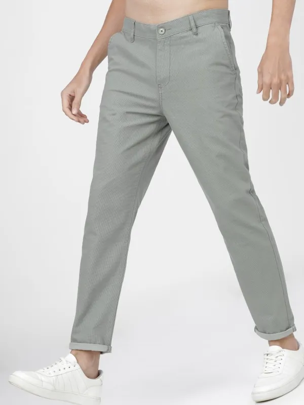  Ketch Men Grey Slim Fit Solid Casual Trousers