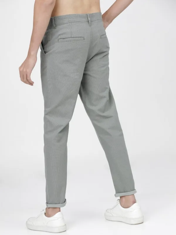  Ketch Men Grey Slim Fit Solid Casual Trousers